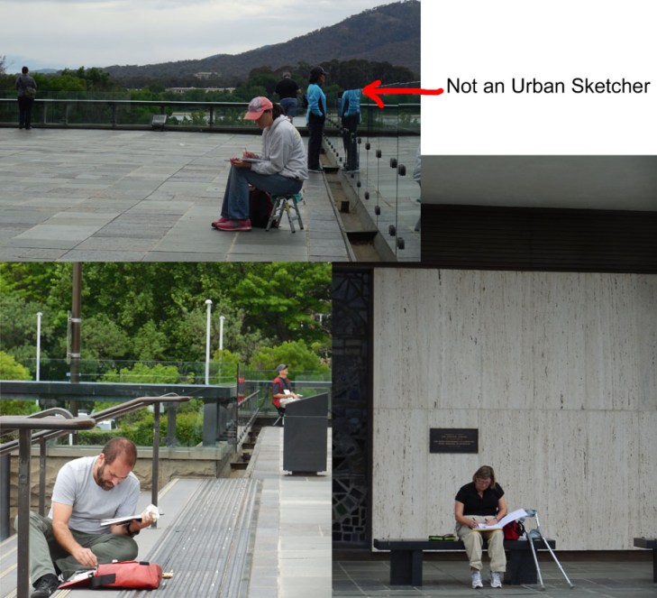 Spot the non-sketcher, USk Canberra takes to the National Library of Australia