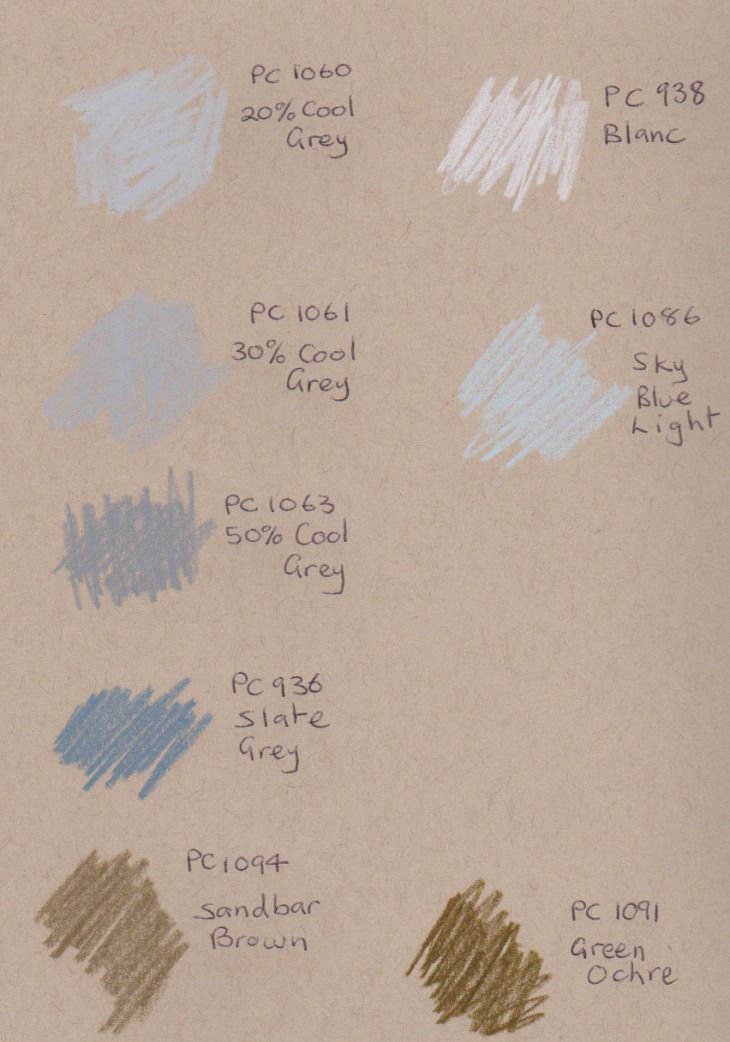 test colours on toned-tan paper, greys and neutrals