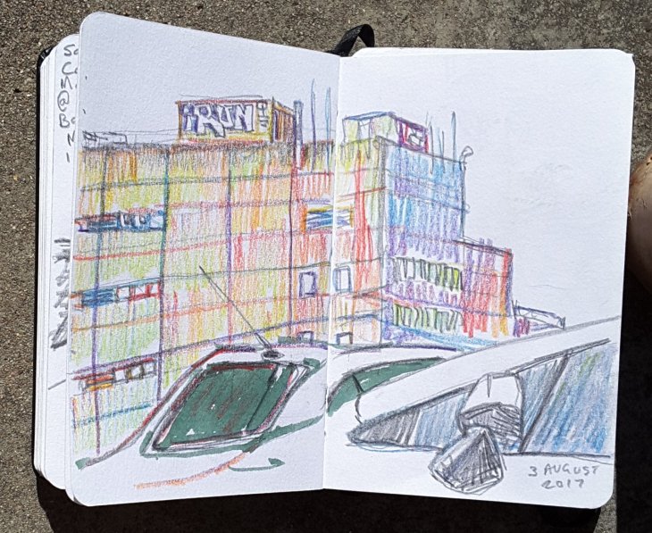 From the car in a roof top carpark.